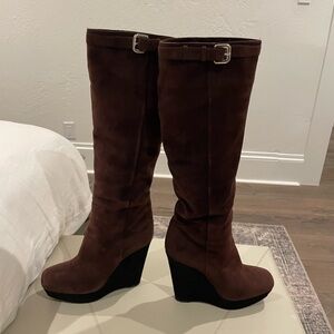 Prada Boots, Chocolate Brown & Black Suede